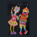 Poster Robot Retro Vintage pop art<br><div class="desc">Robots on the loose! Whimsical,  cute vintage retro design robot paintings.</div>