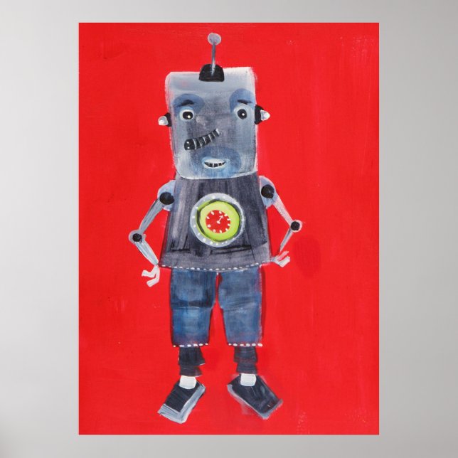 Pôster Robot Retro Vintage pop art (Frente)