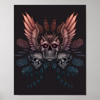 Pôster Robot Skull + Wings