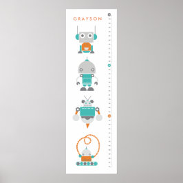 Poster Robots Childrens Custom Growth Height Chart - Art