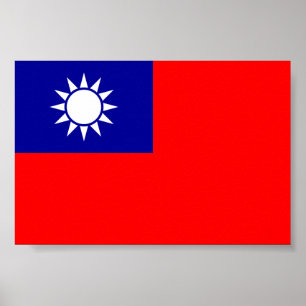 Poster ROC Taiwan - Bandeira de Taiwan - 中華民國國旗 - Céu azu