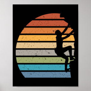 Poster Rocha de escalada ao pôr do sol retrô esportes ao
