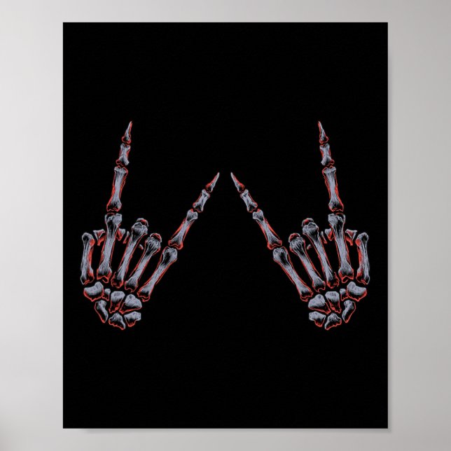 Poster Rocha Sobre Mãos De Esqueleto De Rocha E Roll - Pa (Frente)