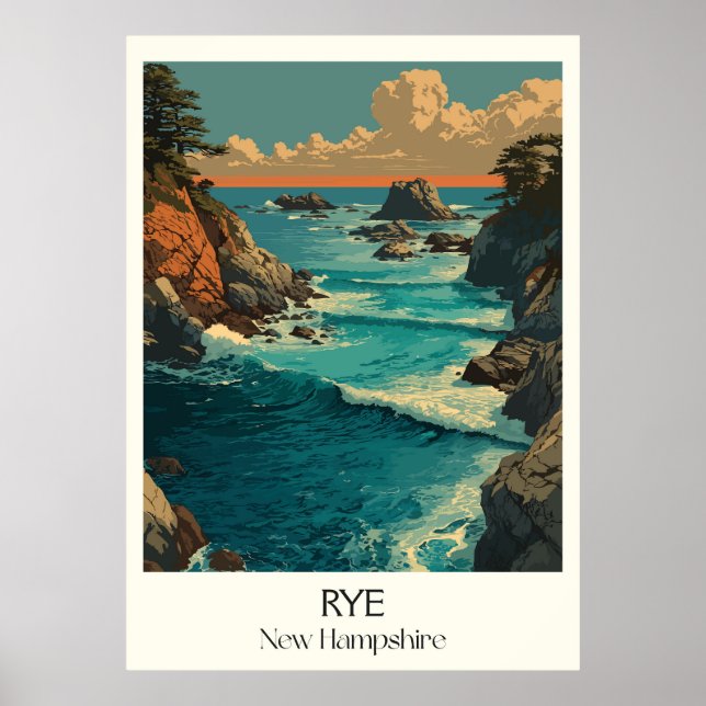 Poster Rochas Costeiras de Rye New Hampshire (Frente)