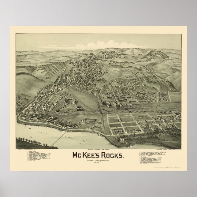 Poster Rochas de McKee, Mapa Panorâmico PA - 1901 (Frente)