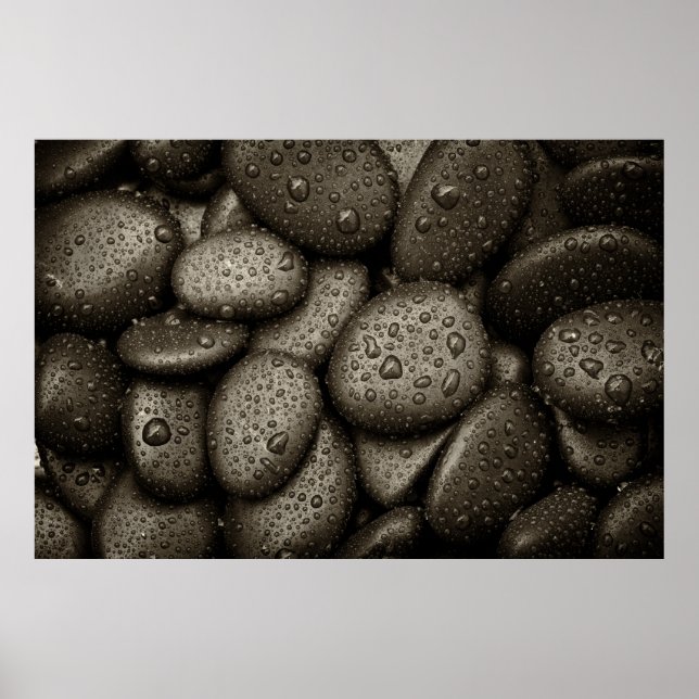 Poster Rochas do rio com gotas de chuva (Frente)