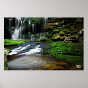 Poster Rochas Mossy de roda da piscina das cachoeiras de