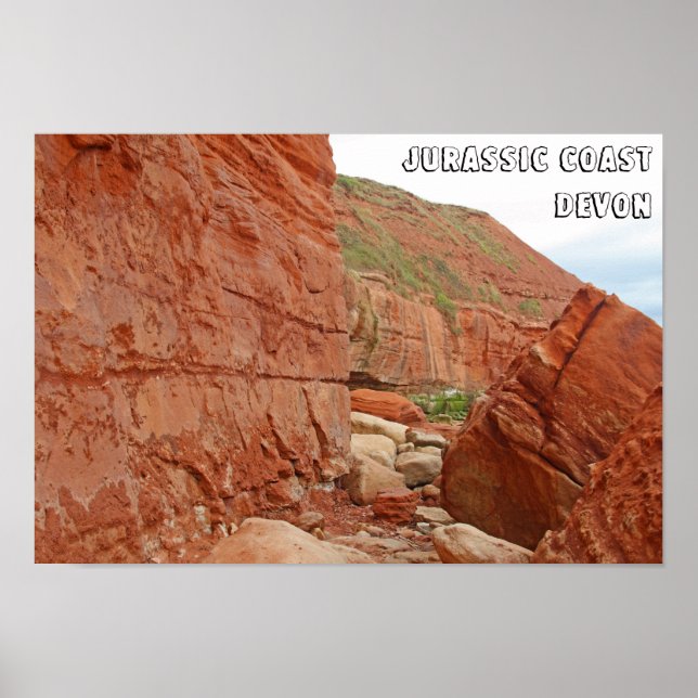 Poster Rochas vermelhas da Costa Jurássica, Devon, Inglat (Frente)