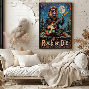 Poster Rochedo no telhado: Blues da meia-noite do leão