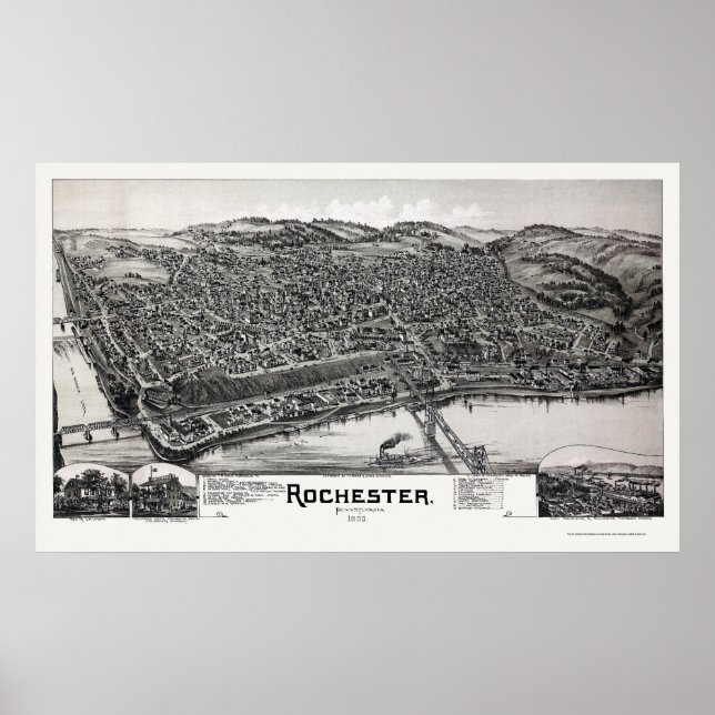 Poster Rochester, PA Panorâmica - 1900 (Frente)