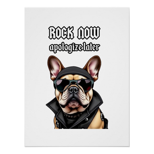 Pôster Rock agora, peça desculpas mais tarde (Frente)