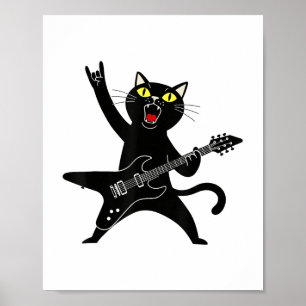Poster Rock And Roll Black Cat Tocando Violão _1