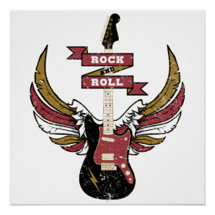 Pôster Rock And Roll - Guitarra Elétrica Retro