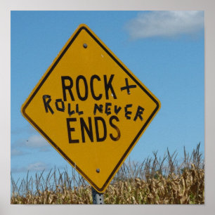 Poster Rock and Roll Never Ends, Street Sign Graffiti