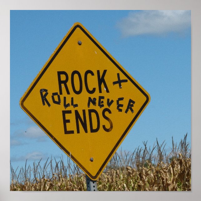 Poster Rock and Roll Never Ends, Street Sign Graffiti (Frente)