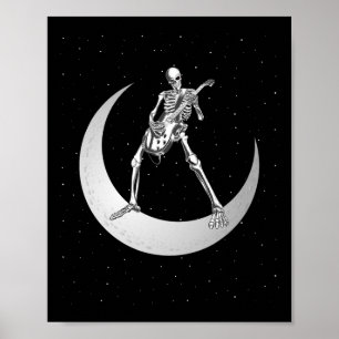 Poster Rock And Roll Skeleton Tocando Guitarra Rock Na Lu
