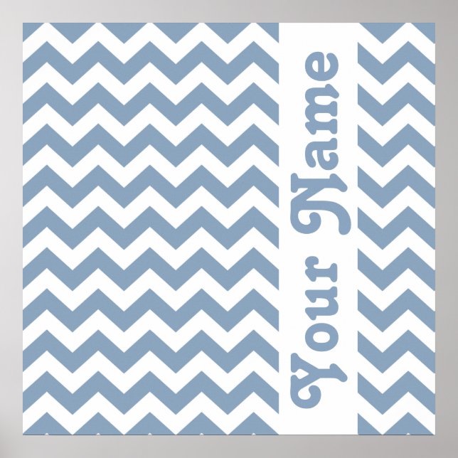 Poster Rock Blue Safari Chevron com texto personalizado (Frente)
