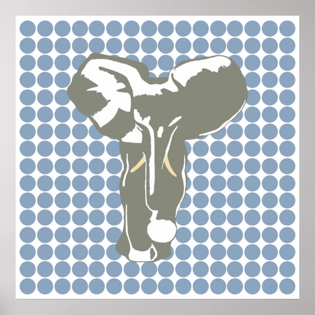 Poster Rock Blue Safari Dot com Elefante Pop (Frente)