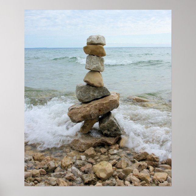 Poster Rock Cairn (Pilar) - Ilha de Mackinac, Michigan (Frente)