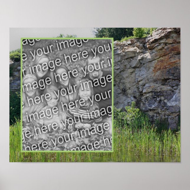 Poster Rock Cliff Capta Natureza Pond Adiciona Sua Foto (Frente)