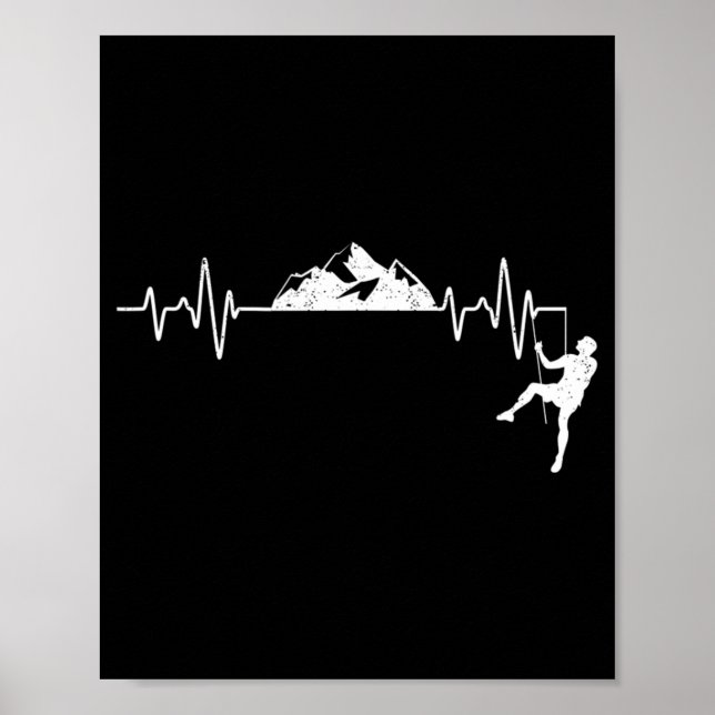 Poster Rock Climbing Heartbeat Climber Pulse Mountain Out (Frente)
