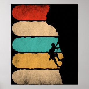 Poster Rock Climbing Retro Hipster Climber Novelty