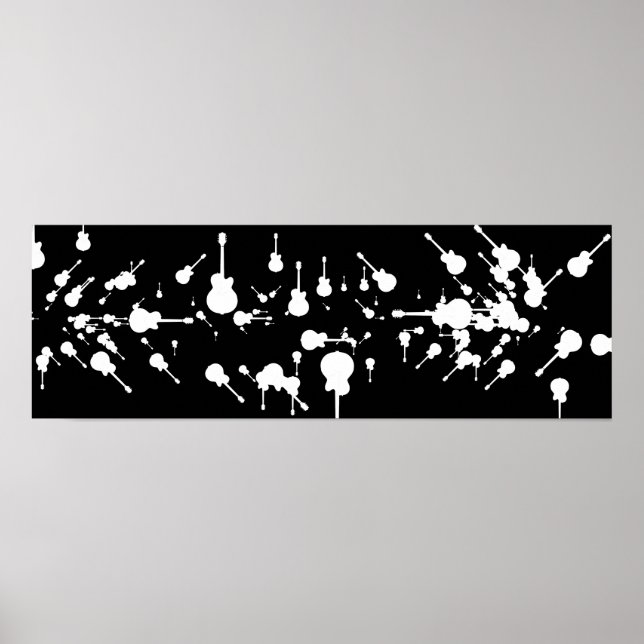 Poster rock de guitarra preto e branco (Frente)