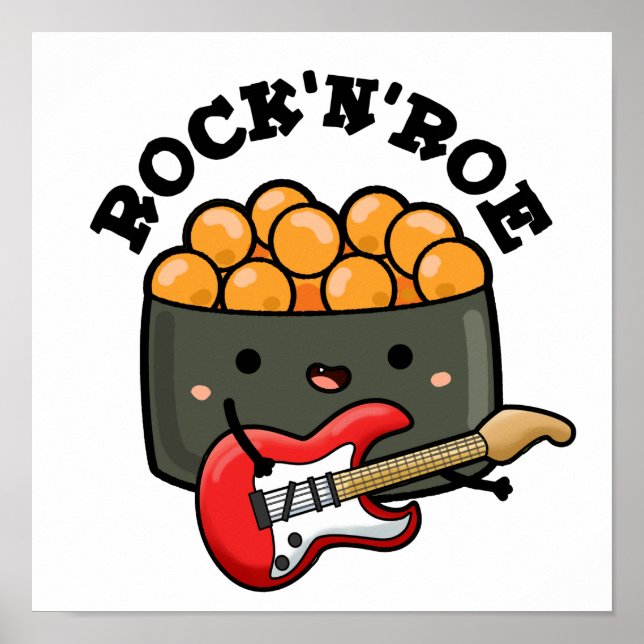 Poster Rock E Roe Cute Rock E Roll Sushi Pun (Frente)