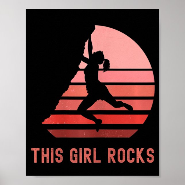 Poster Rock Escalando Essa Garota Rocha Derrubando Montan (Frente)