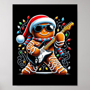 Poster Rock Guitar Gingerbird Tocando Violão Engraçado Ch