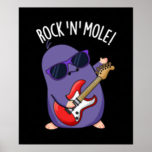 Poster Rock N Mole Funny Animal Pun Dark BG