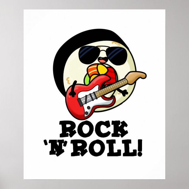 Poster Rock n Roll Funny Sushi Roll Pun (Frente)