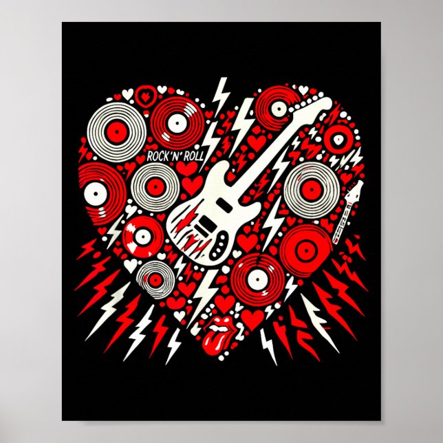 Poster Rock N Roll Music Heart Valentine Rock Music Women (Frente)