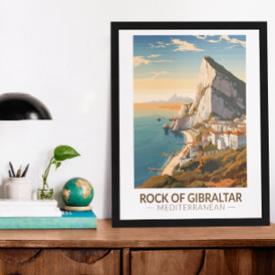 Poster Rock of Gibraltar Viagem Art Vintage