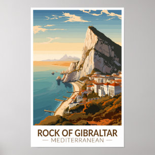 Poster Rock of Gibraltar Viagem Art Vintage