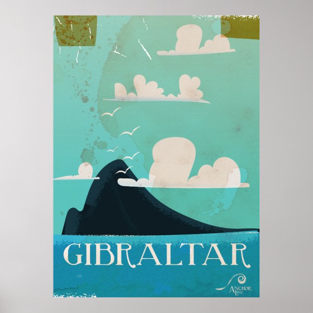 Poster Rock of Gibraltar viagens vintage (Frente)