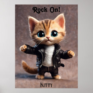 Poster Rock On Kitty Arte Digital de Fantasia em Impressã