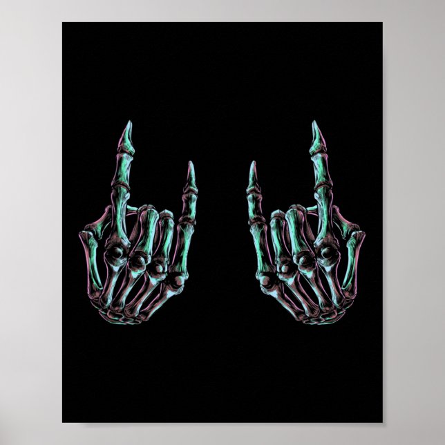 Poster Rock On Rock Star Skeleton Hands - Banda De Concer (Frente)