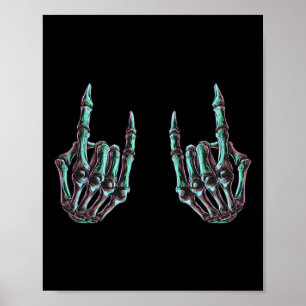 Poster Rock On Rock Star Skeleton Hands - Banda De Concer