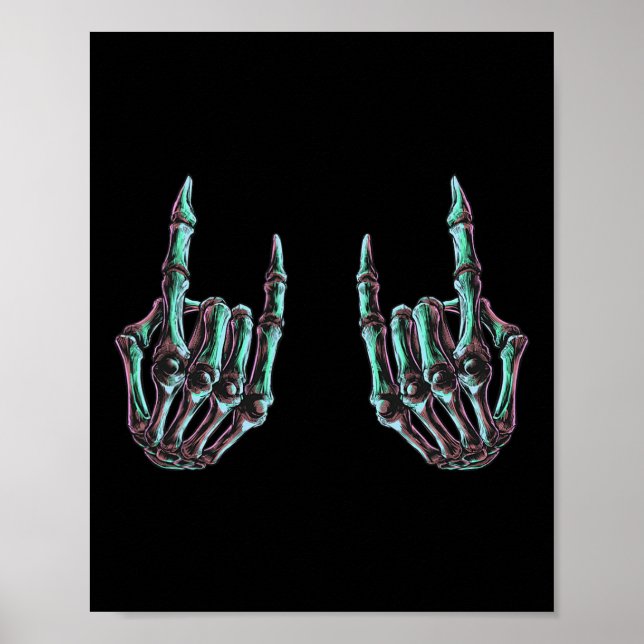 Poster Rock On Rock Star Skeleton Hands - Banda De Concer (Frente)