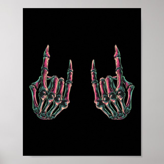 Poster Rock On Rock Star Skeleton Hands - Concert Bynd Gr (Frente)
