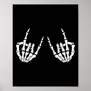 Poster Rock On Rock Star Skeleton Mãos Rocker Spooky Hal