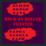 Poster Rock on Roller porta copos pop art roxo<br><div class="desc">Logotipo BIMBO BONGO BATS de mensagem de rolo e rolo. ROCK ON ROLLER PORTA COPOS BANGA BANGLA BASH. poster roxo vermelho</div>