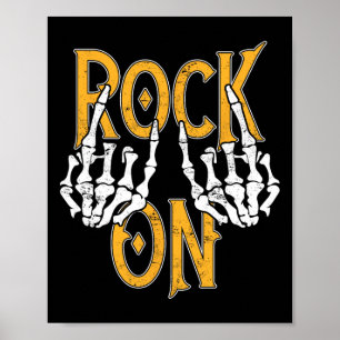 Poster Rock On Skeleton Hands Rock And Roll Metal Concert