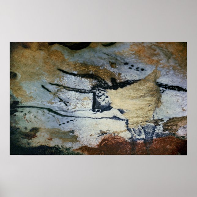 Poster Rock painting of a bull with long horns (Frente)