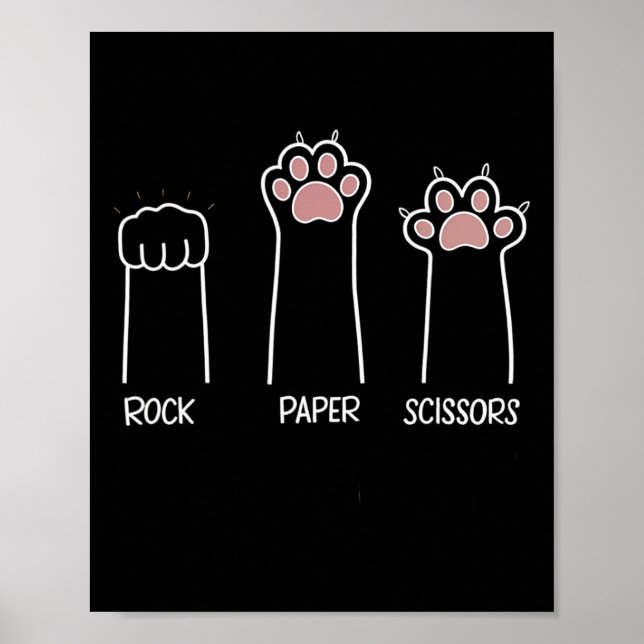 Poster Rock Paper Scissors Paw Game Cat Love Pet Entusias (Frente)