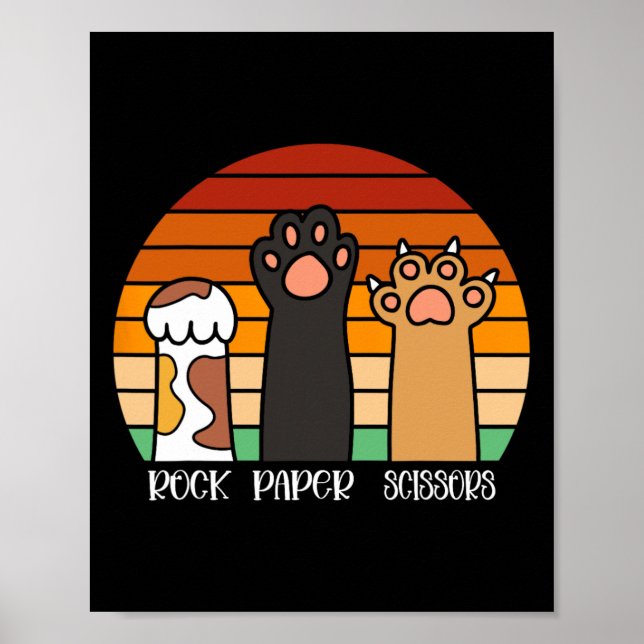 Poster Rock Paper Tesoura Jogo Kitten Lover Paws Animais (Frente)