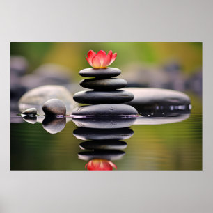 Poster Rock Pebble Forest Tranquil Pacífico