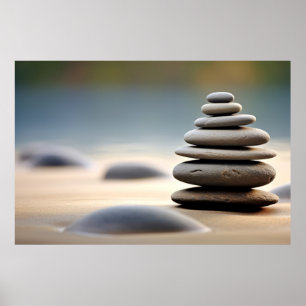 Poster Rock Pebble Sand Tranquil Pacífico