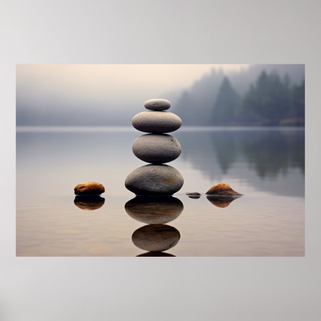 Poster Rock Pebble Water Tranquil Pacífico (Frente)